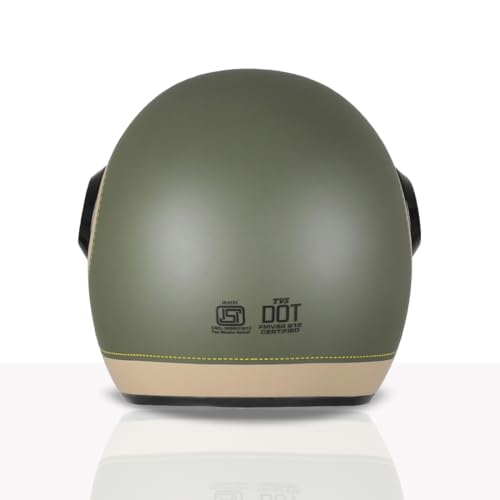 Image of TVS Silk Route Helmet for Men & Women | Vintage Open Face Helmet with Clear Visor | ISI & DOT Certified | ABS Shell | EPS Liner | Retro Stylish for City & Highway Riding