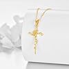 KECHO 14K Solid Gold Sunflower Faith Necklace Cross Pendant 14K Real Gold Religious Jewellery Gift for Men Women #1
