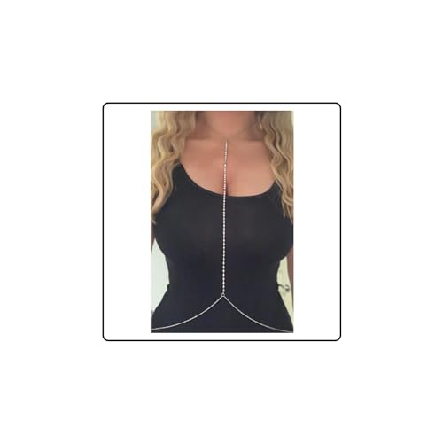 Wendalern Silber Kristall Körperkette - Bikini BH Kette - Strand Taille Körperkette - Harness Diamant Halskette - Party Prom Schmuck für Frauen