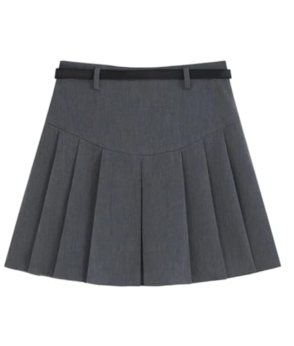 Women's Solid Pleated Skirts Summer High Waisted Solid Mini A Line Skirts with Belt3