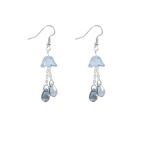 Cute Jellyfish Earrings, Czech Glass Beads Dangle Earrings, Mermaid Teardrop Earrings Jewelry Gifts For Women