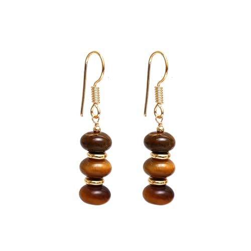 Gempires Lightweight Beaded Earrings Handmade Gemstone Jewelry Hypoallergenic Gold Plated Dangling Earrings For Women