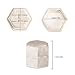 Etercycle Velvet Jewelry Ring Box, Hexagon Premium Gorgeous Vintage Double Ring Gift Box with Detachable Lid for Proposal Engagement Wedding Ceremony(Beige)