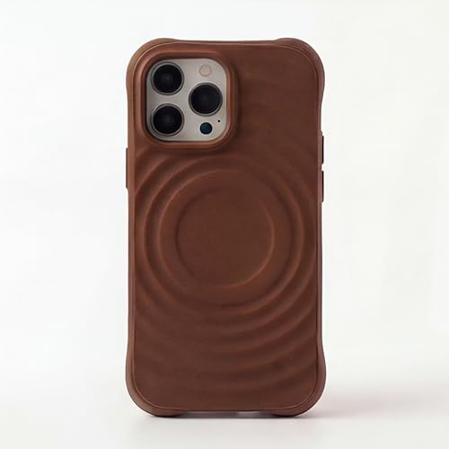 Image of amazon basics Shockproof Case for iPhone 12 Pro Max | Ripple Pattern | Camera Protection | Protective Cover with Enhanced Grip & Wireless Charging Support - Brown