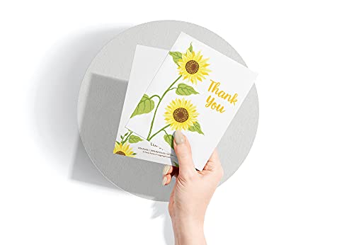 Image of Twigs Paper Sunflowers Thank You Cards, 12 Blank Note Cards with Envelopes | Small size, gratitude & appreciation notes, hand-illustrated artwork, stationery, bulk value set