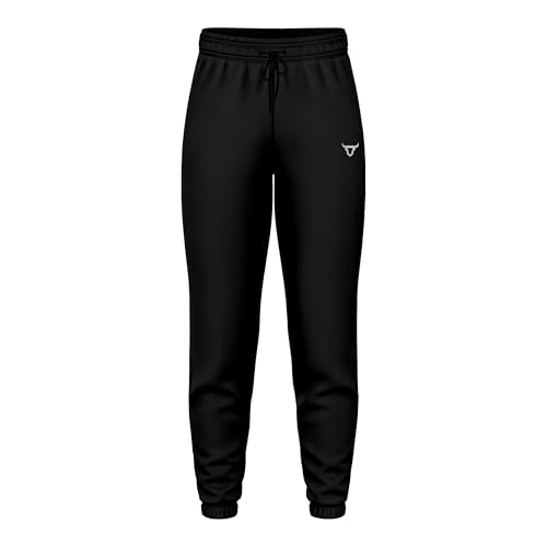 TORO ACTIVA Men Lightweigt Cuffed Bottoms Jogging Trousers with Side Pockets Work Joggers Fit Sport Casual for Running Gym Training (UK Alpha L Regular Regular Black)