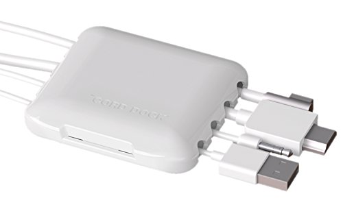 Cord Dock Cable Management for Power Cords and Charging Accessory Cables (White)