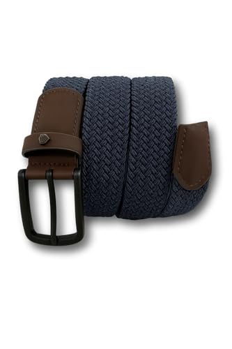 KARMA.DIEM Premium Stretchgürtel – Elastischer Nylon-Gürtel mit schwarzer eloxierter Schnalle – Unisex, flexibel & bequem – Ideal für Alltag, Beruf & Reisen – Dunkelblau Gr. M