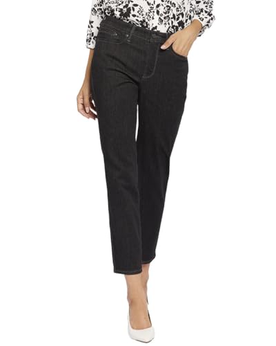 NYDJ Womens Stella Relaxed Denim Tapered Leg Jeans Black 00