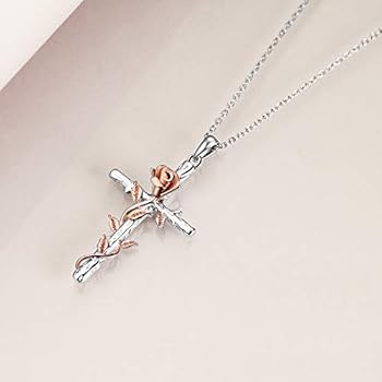 YAFEINI Halsketting met kruis van sterling zilver, lapis lazuli