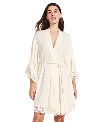 Eberjey Women's Naya Mademoiselle Kimono Robe, Ivory, Off White, L #TOP12
