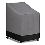 Easy-Going Heavy Duty Outdoor Stackable Chair Cover, Waterproof Patio Chair Cover, Windproof Outdoor Furniture Cover with Air Vent (1 Pack-28Wx36Dx47H inch, Gray/Black)