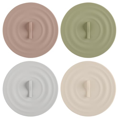 OUDQFCJ 4 Tapas de Silicona Reutilizables para Vasos, Cubierta Antipolvo para Vasos, Tapas para Tazas de Café, Jarras de Cerveza (10cm) (Tapas de Colores)