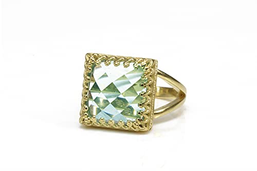 Bague topaze bleue artisanale, le cadeau en or 14k parfait pour célébrer les femmes