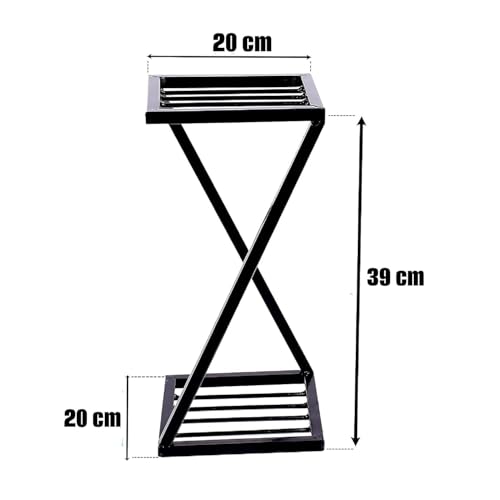 Image of ELEVATING EVERYDAY LIVING Stylish Metal Plant Stand (New Z Shape X Shape) (Set of 1, 40 Cm) | Strong Legs Perfect Metal Stand for Planter Indoor And Outdoor, Pack -2