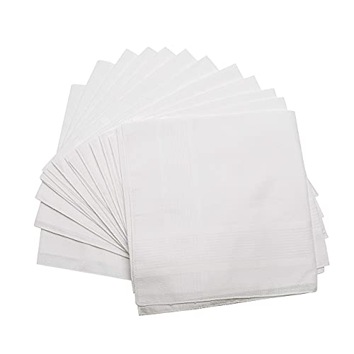 Causa Forcia Cotton Handkerchiefs For Men Thick Soft Turkish White Cotton, 12 Pack #TOP3