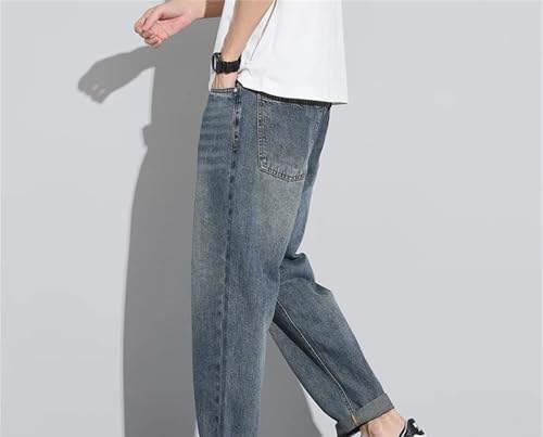 Mens Jeans Four Seasons Slim Fit Straight Denim Pants Vintage Stretch Breathable Comfortable Waist3