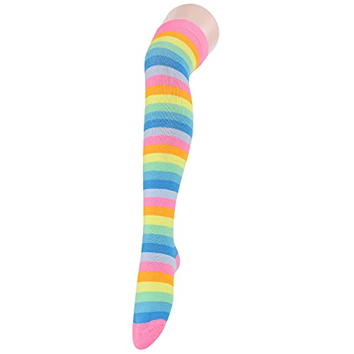 Image of American Trends Womens Rainbow Socks Striped Knee High Socks Thigh High Stockings Casual Tube Socks Costume Leg Warmers