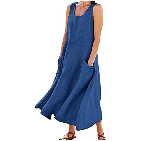 Robe d'été TOFOTL en lin bleu Cover