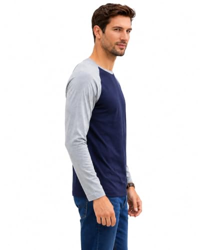 Image of R Cube Men's Henley Shirts Raglan Long Sleeve Casual Slim Fit Lightweight Fashion T-Shirts