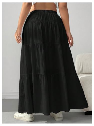 Image of Verdusa Women's Long Maxi Skirt Boho Flowy Flared Ruffle Skirts 2026 Beach Vacation Summer Going Out Outfits