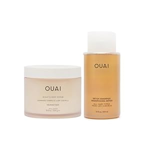 OUAI Detox Duo – Clarifying Detox Shampoo with Apple Cider Vinegar & Keratin + Foaming Scalp & Body Scrub Exfoliator that Cleanses and Removes Buildup – Sulfate-Free Hair Care (2 Count, 10 oz/8.8oz)