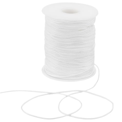 UNICRAFTALE 1 rollo de cordón de nailon blanco de satén para hacer joyas, cola de rata, macramé, cordón decorativo, collares, hilo de perlas, adorno trenzado, cordón para atar pulseras