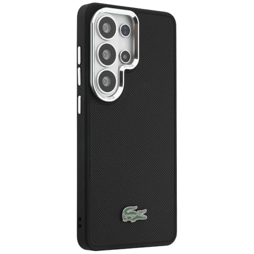 Image of CG MOBILE Lacoste [Official Licensed], Protective Case Designed for Galaxy S26 Ultra (2026) | Magnetic System Full Wrap Petit Pique PVC Hard Case - Black