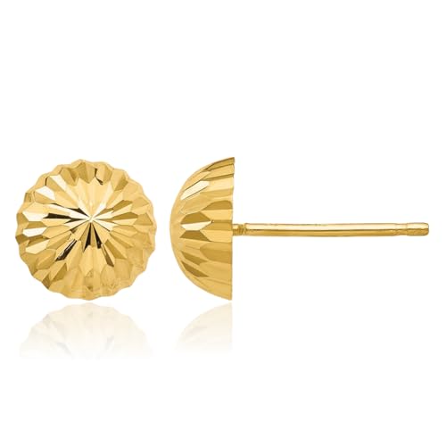 14K Solid Yellow Gold 8mm Stud Earrings