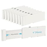 Vtopmart Drawer Dividers for Clothes 8 Pack, Adjustable 4' High Expandable from 11.3'-17' Dresser Drawer Organizer, Plastic Drawers Separators for Dresser, Baby Clothes, Kitchen and Office Storage