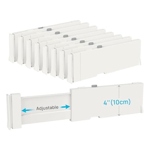 Vtopmart Drawer Dividers for Clothes 8 Pack, Adjustable 4" High Expandable from 11.3"-17" Dresser Drawer Organizer, Plastic Drawers Separators for Dresser, Baby Clothes, Kitchen and Office Storage