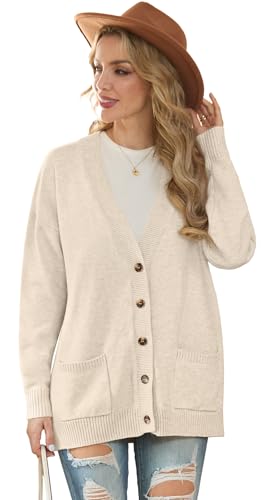 GRECERELLE Women's 2024 Fall Cardigan Sweaters Oversized Open Front Button Knit Outwear Coats with Pockets4