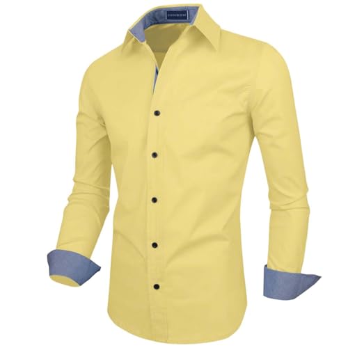 Image of Zombom Men's Solid Cotton Blend Regular Fit Full Sleeve Collared Neck Casual Shirt for Men