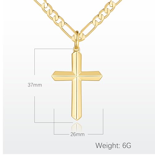 Cross Necklace for Men 14K Gold Cross Necklace for Men Gold Crosses Pendant Necklaces for Mens Sharp Geometric Lines and Multi-Angled Facets Crosses Chain Pendant Necklaces for Mens 20/22/24in2