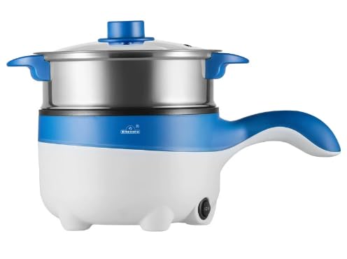 JoyeeLii 180W車の電気炊飯器12vトラック 中華鍋 車の2L車載多機能 フライパン鍋 (ブルー,12V)