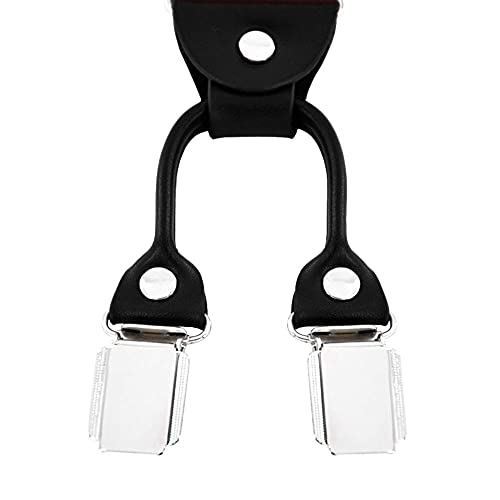 DonDon Bretelles homme larges 3,5 cm – 4 clips en cuir modèle Y – élastique et réglable blanc