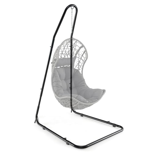 Image of Giantex Hammock Chair Stand Only, Heavy-Duty Metal Sensory Swing Stand w /Safety Hook & Sturdy Chain, Height Adjustable Hanging Chair Stand for Indoor, Outdoor, Patio, Yard, Poolside, 330 Lb Capacity