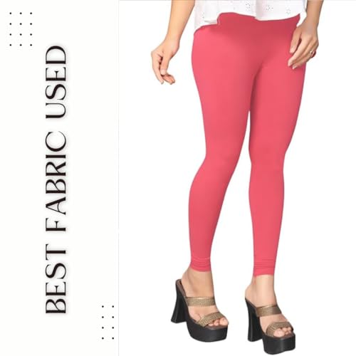 Image of Women's Cotton Skinny Leggings with Ankle Length Solid Pattern Mid Rise and Elastic Closure | Cotton Skinny Leggings for Womens