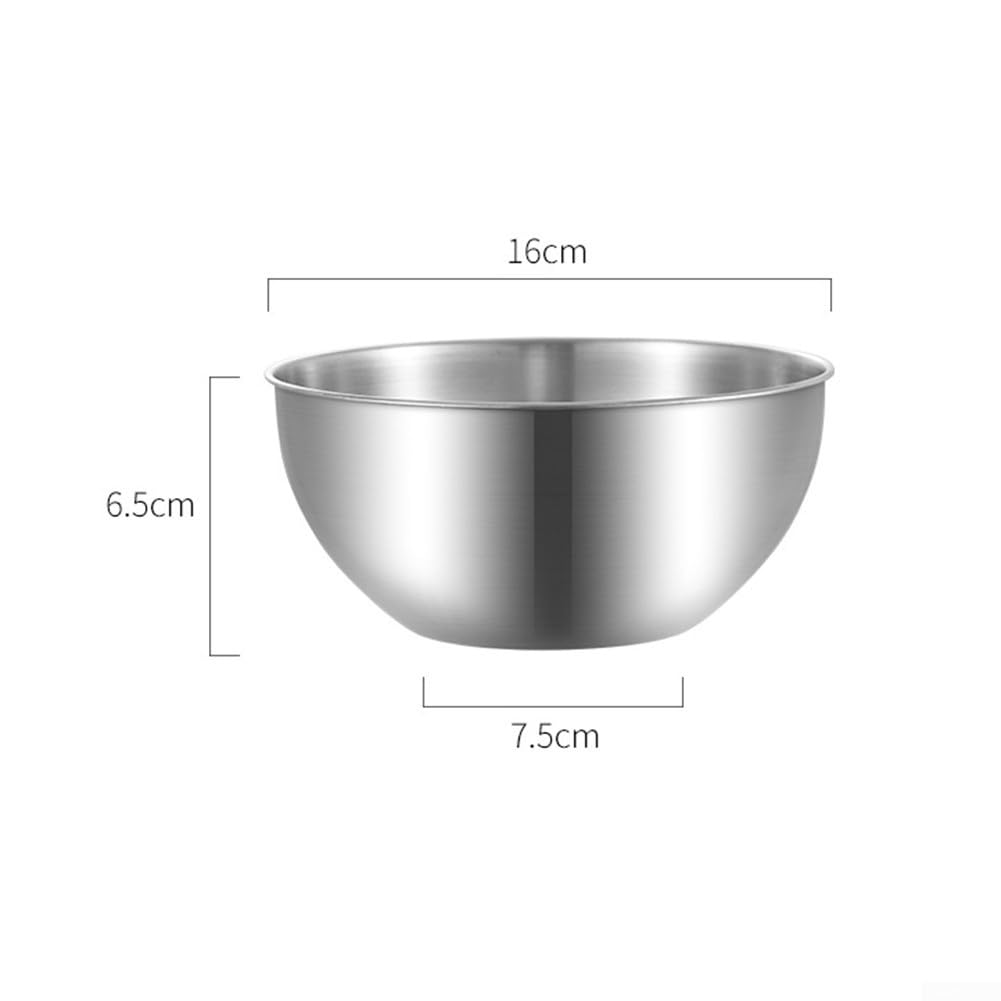 Set di 4 ciotole in acciaio inox con segni di misurazione per cuocere insalate e preparazioni di insalate, lavabili in lavastoviglie, color argento, da 16 cm a 24 cm