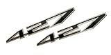 2 x (Pair / Set of 2) Black 427 CI Cubic Inch Real Highly Polished Aluminum Engine Hood Emblem Badge...