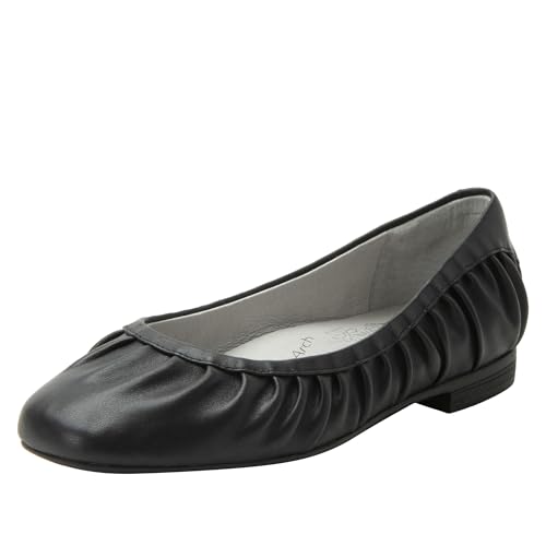 Alegria Women's Beka Pleated Rouching Leather Ballet Flat Shoes