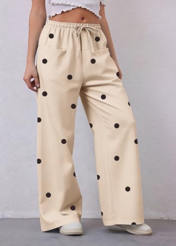 Image of MISSACTIVER Women Drawstring Striped Pants Loose Wide Leg Trousers Casual Low Waist Pants Comfy Lounge Pants with Pockets