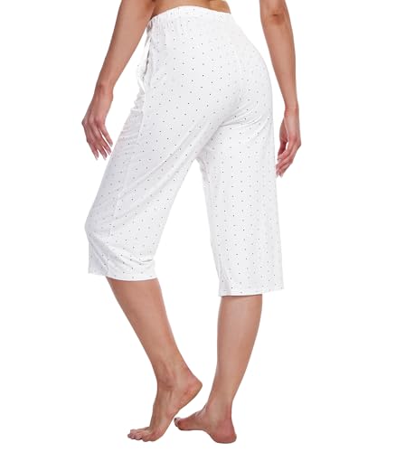 Image of WiWi Bamboo Viscose womens capri pants Wide Leg Pajama Super Soft Lounge knit Sleep shorts Cooling Pj Bottoms S-XXL