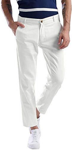 HALOGENMens Copperstone Lycra Skinny-Fit White Chinos