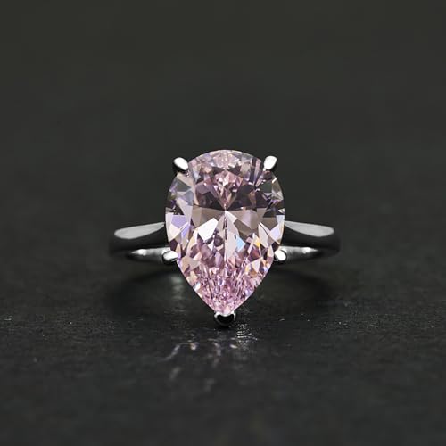 Sterling Silver Women's Engagement Rings, 4.5ct Pear Cut Pink Moissanite Ring for Women, Waterdrop Design,Ideal Wedding Gift for Wife4