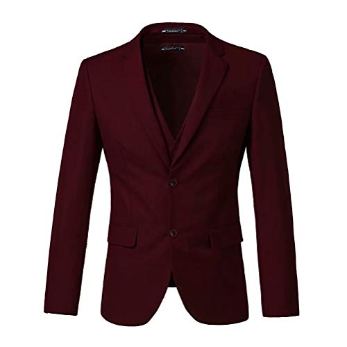 Yanlu Suits for Men Burgundy 3 Pieces Notch Lapel Slim Fit Prom Suits Tuxedos for Men Jacket Vest and Pant Business Wedding Suits bg-46402