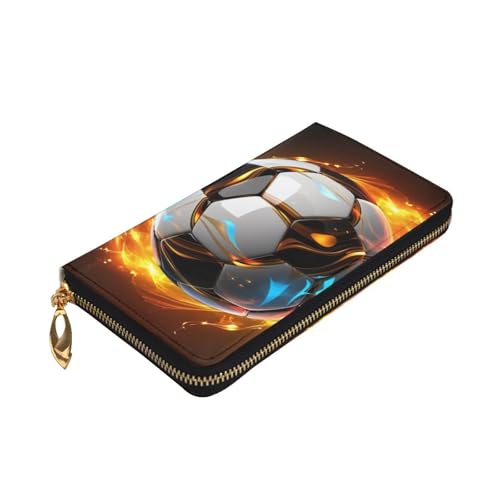 Cool Soccer Ball Wallet For Women Men Clutch Rfid Blocking Leather Wallets Large Capacity Purse Credit Card Holder Money Case With Zipper Phone Holder Long Travel Purse3