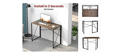 Garden Elements Modern Small Computer Folding Desk For Home Office, 39" (Brown) #TOP5