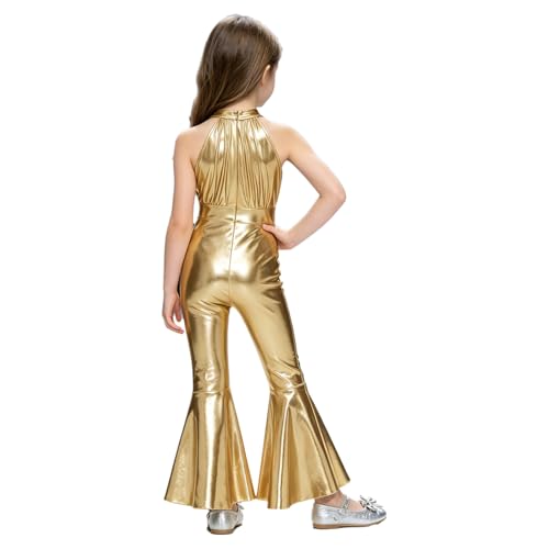 Combinaison disco filles or vêtement franges confortable - 2