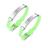 PJ JEWELLERY Paquete de 2 pulseras personalizadas de acero inoxidable de silicona suave para la seguridad de los niños., Silicona Metal silicona